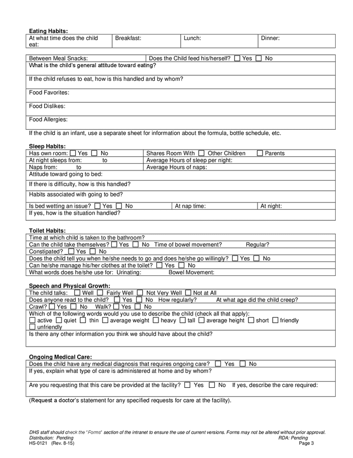 Child's application form (Tennessee) in Word and Pdf formats - page 3 of 4