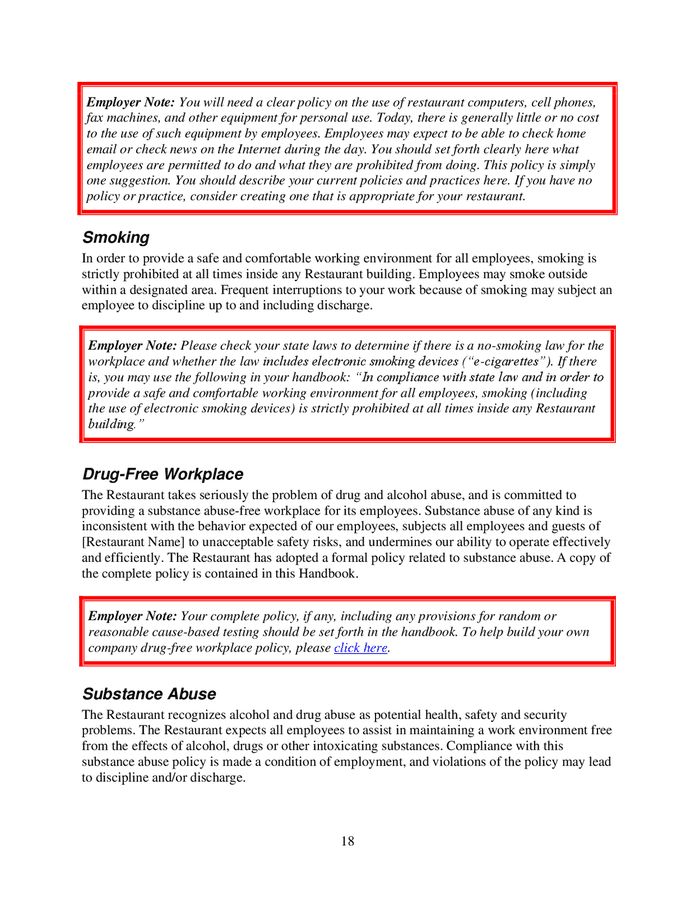 Restaurant Employee Handbook Template In Word And Pdf Formats Page 18 
