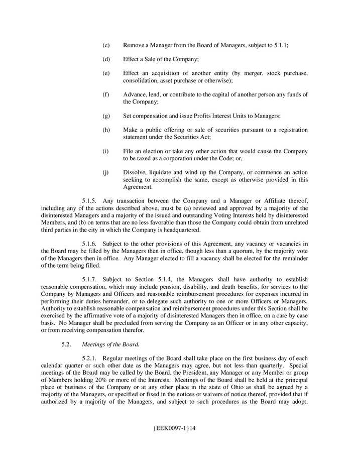 LLC operating agreement (Ohio) in Word and Pdf formats page 14 of 45