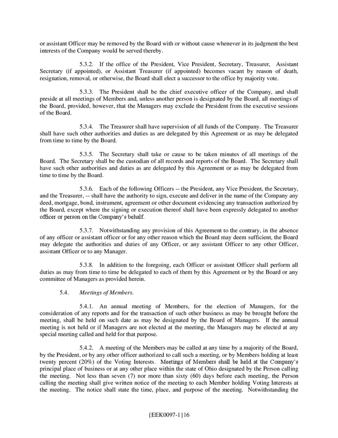 LLC operating agreement (Ohio) in Word and Pdf formats page 16 of 45