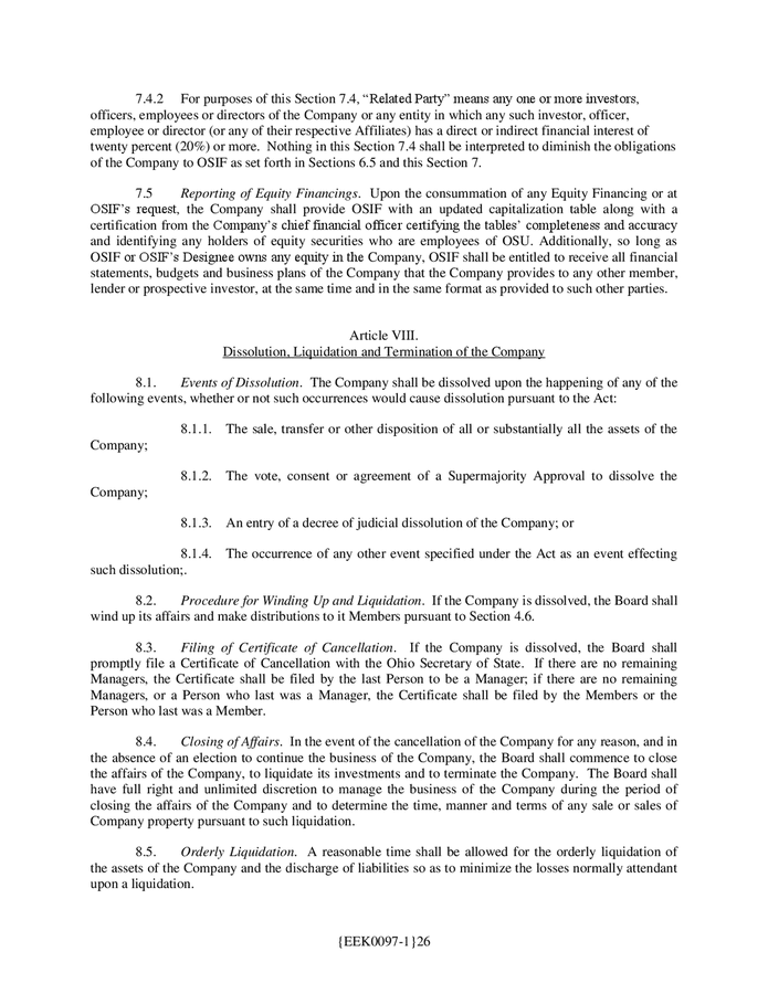 LLC operating agreement (Ohio) in Word and Pdf formats page 26 of 45