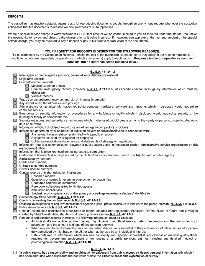 Open Public Records Act Request Form In Word And Pdf Formats Page 2 Of 4 1593