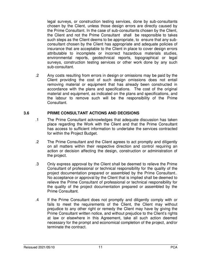 Standard form of agreement between client and prime consultant (Canada ...
