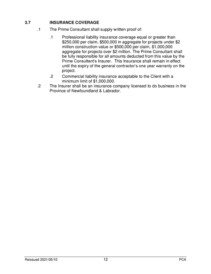 Standard form of agreement between client and prime consultant (Canada ...