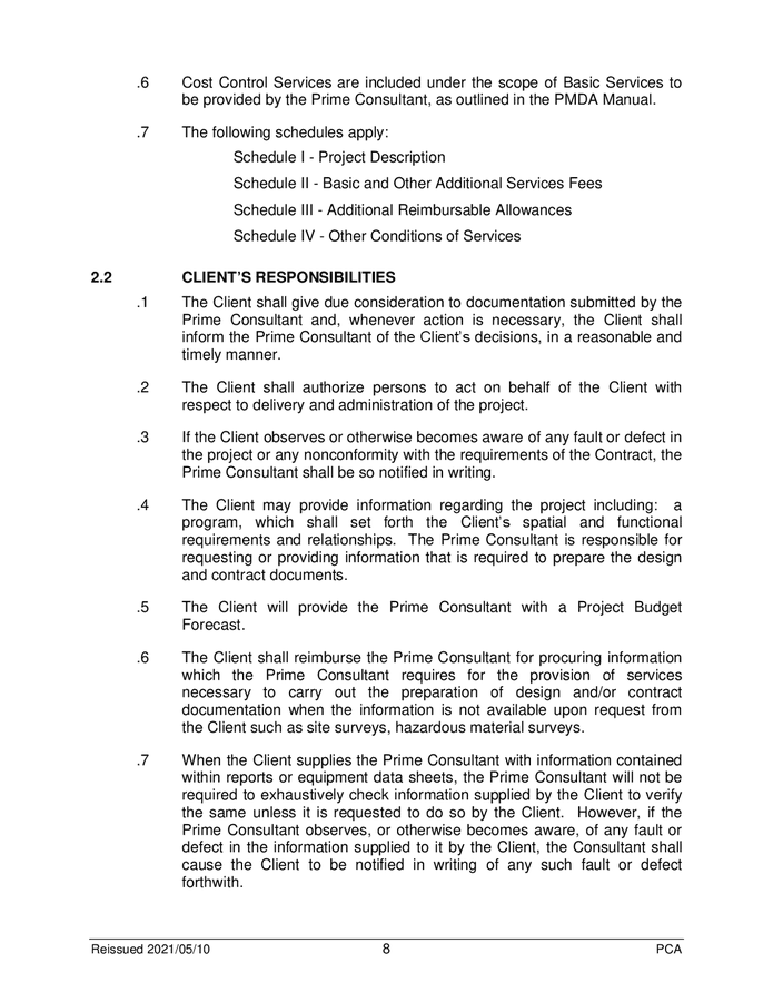 Standard form of agreement between client and prime consultant (Canada ...