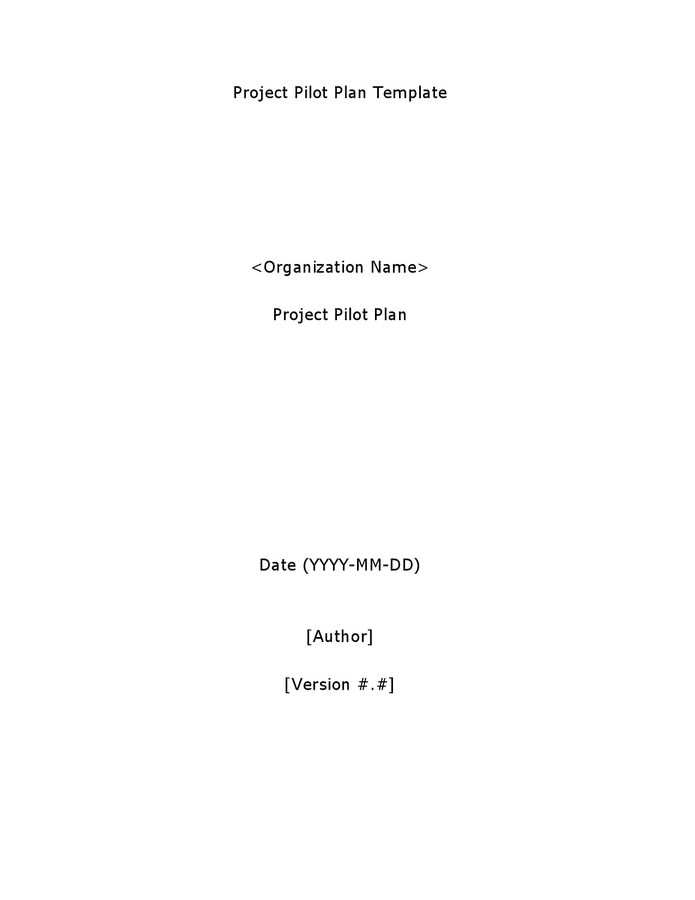 Project pilot plan template in Word and Pdf formats