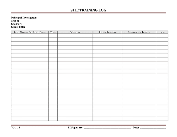 Site Training Log Template In Word And Pdf Formats