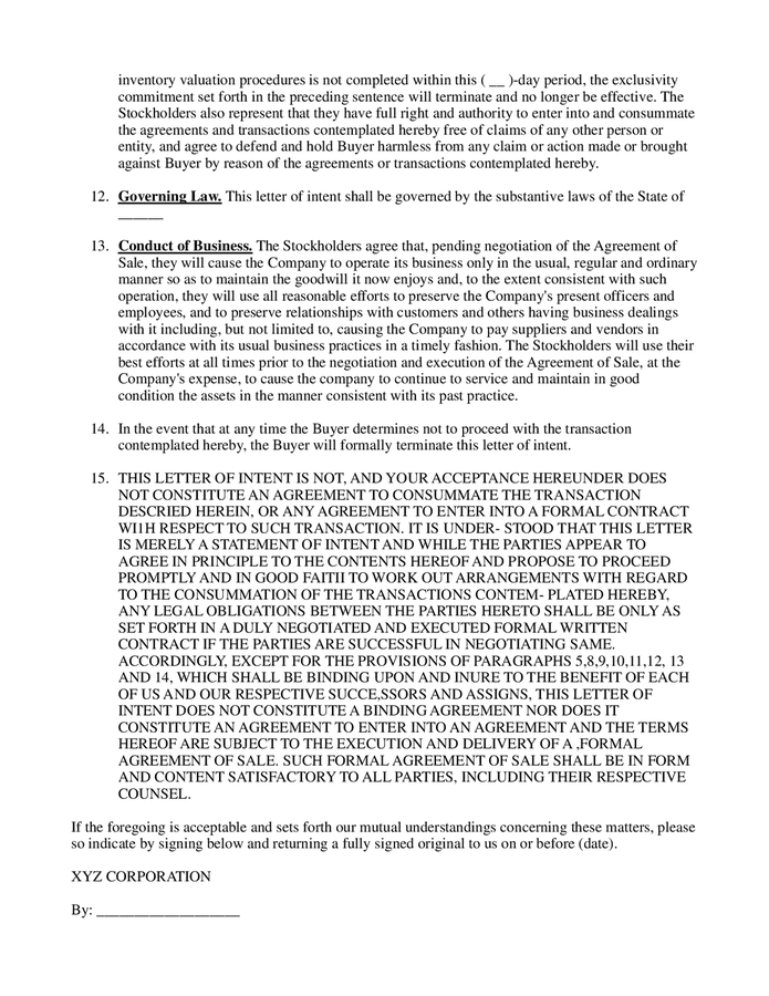 Sample Letter Of Intent Stock Purchase In Word And Pdf Formats Page sample-letter-of-intent-stock-purchase-in-word-and-pdf-formats-page