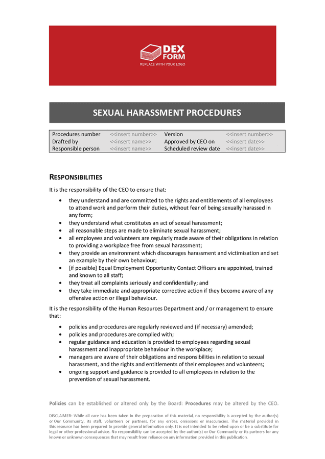 Sexual Harassment Policy Template In Word And Pdf Formats Page 4 Of 7