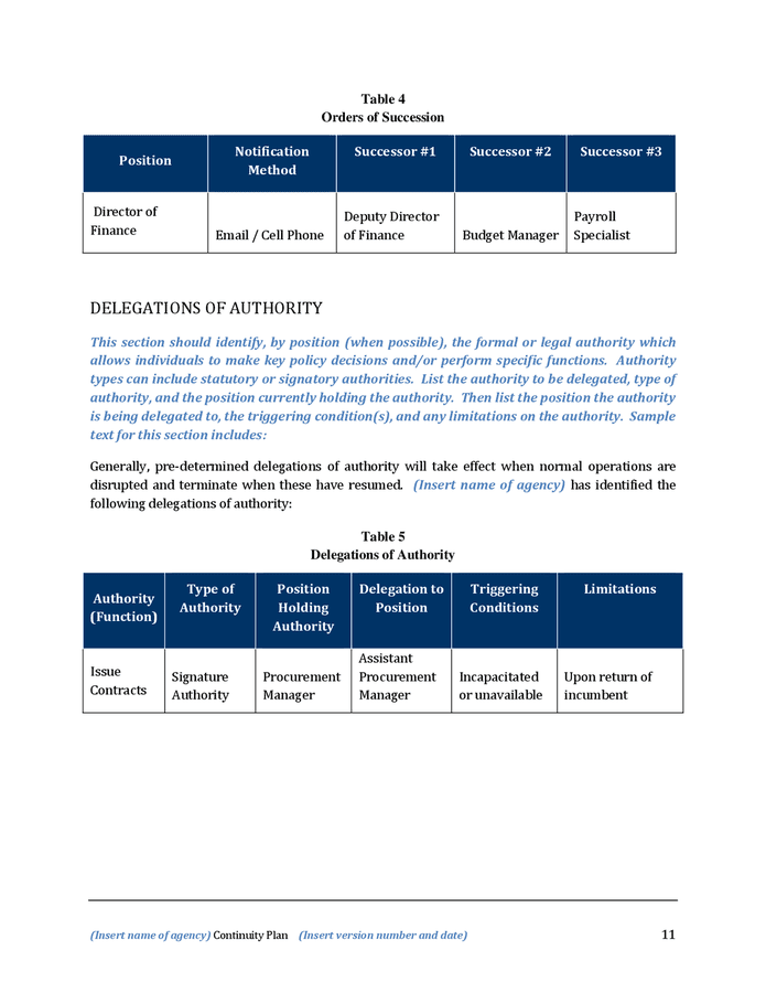 Continuity plan template for institutions of higher education in Word