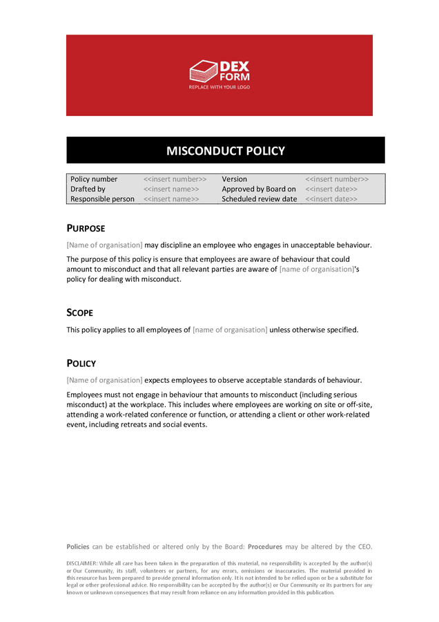 misconduct-policy-template-in-word-and-pdf-formats