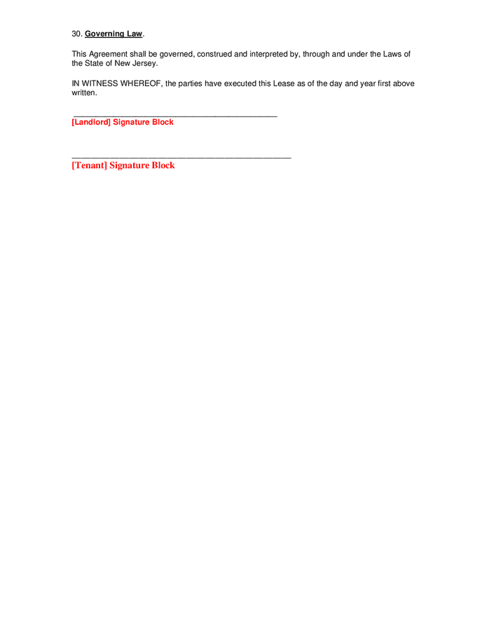 Commercial lease agreement (New Jersey) in Word and Pdf formats page