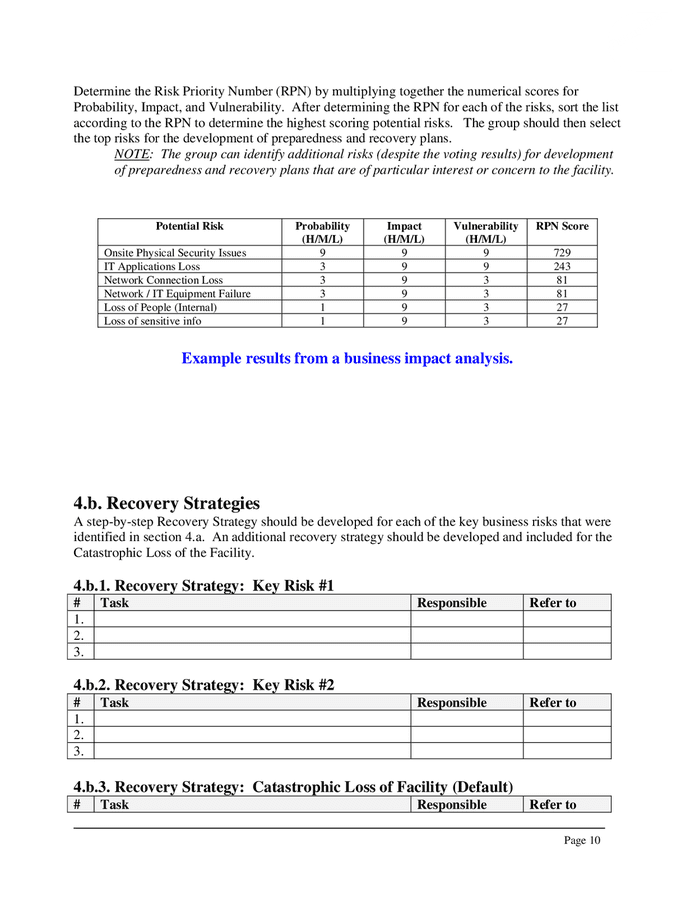 Facility business continuity plan (BCP) template in Word and Pdf