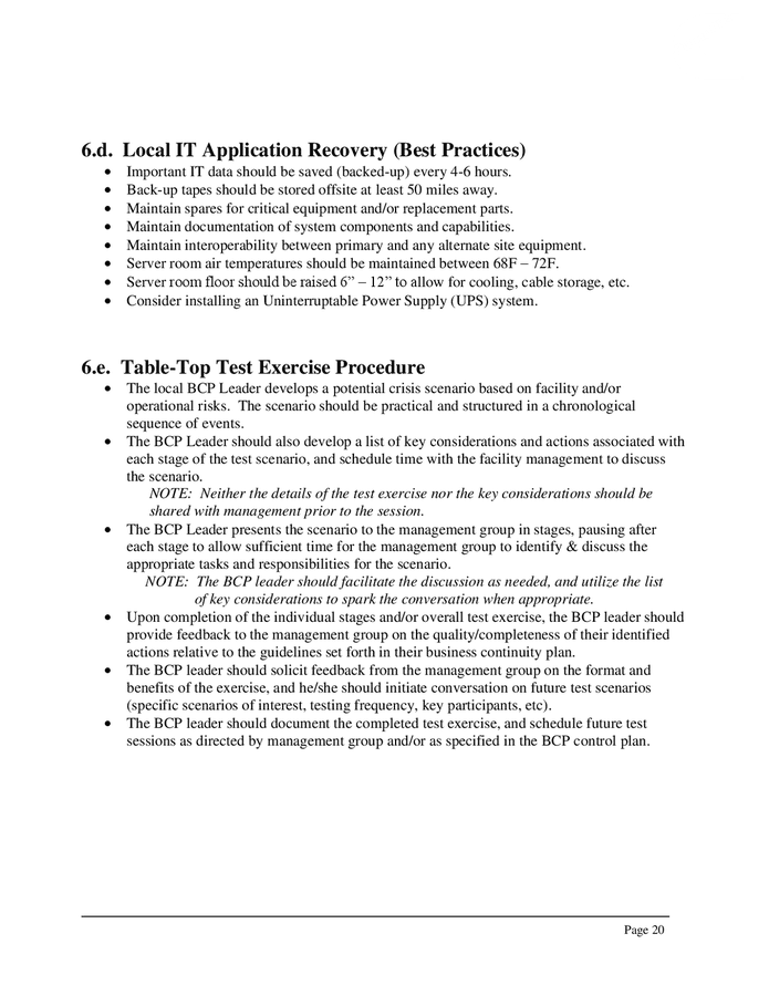 Facility business continuity plan (BCP) template in Word and Pdf ...