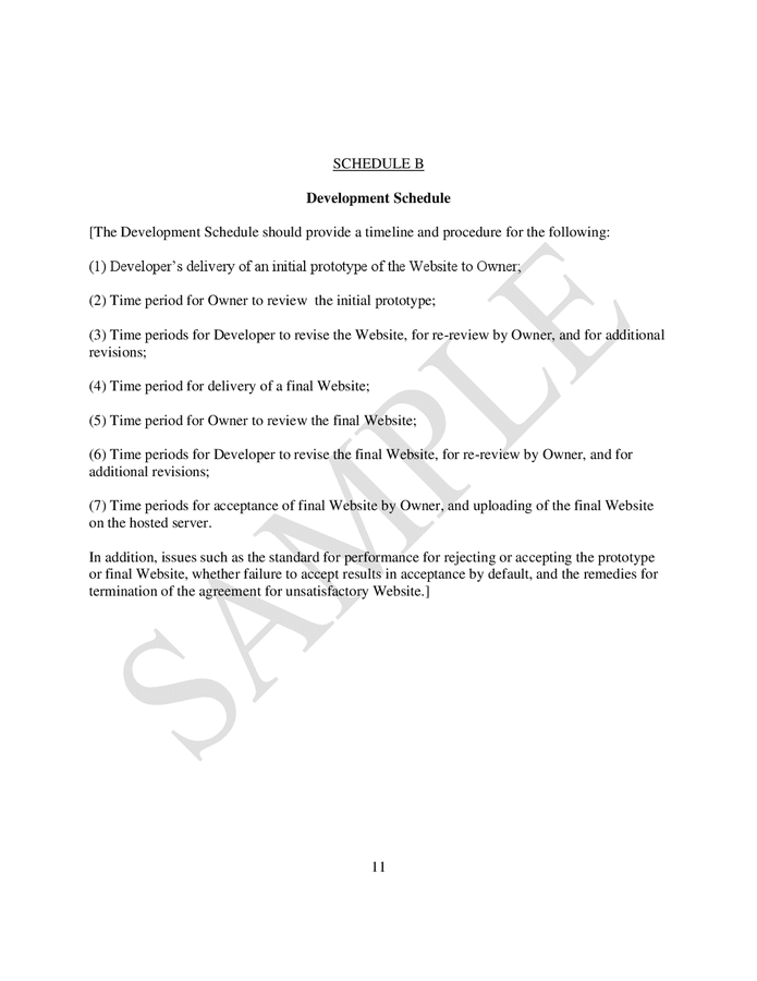 Website development agreement template in word and pdf formats page