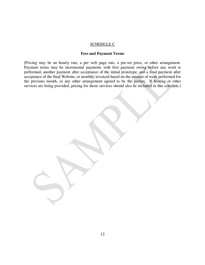 Website development agreement template in word and pdf formats page