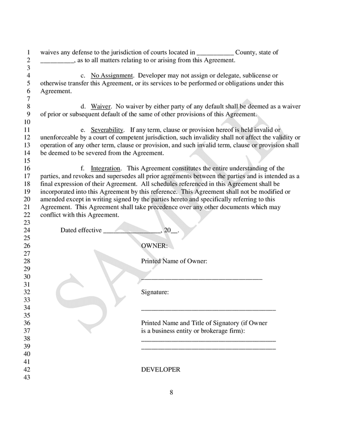 Website development agreement template in word and pdf formats page 8