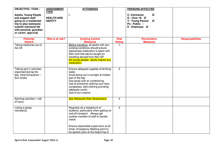 Event risk assessment template in Word and Pdf formats - page 10 of 14