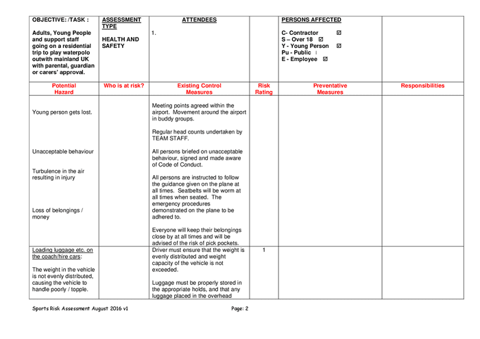 Event risk assessment template in Word and Pdf formats - page 2 of 14