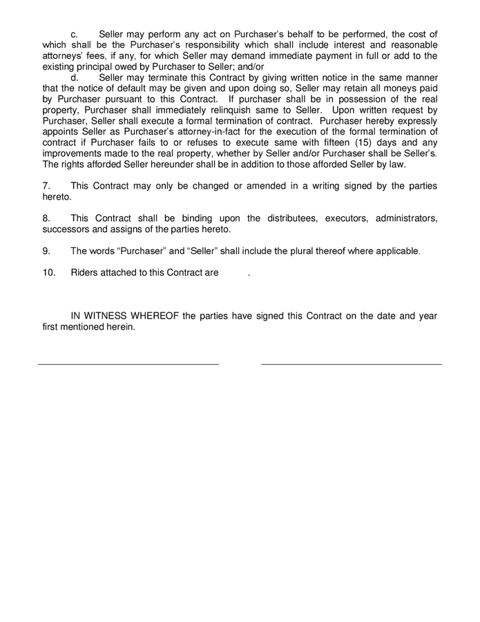 Vacant land contract of sale (New York) in Word and Pdf formats page 2 of 3