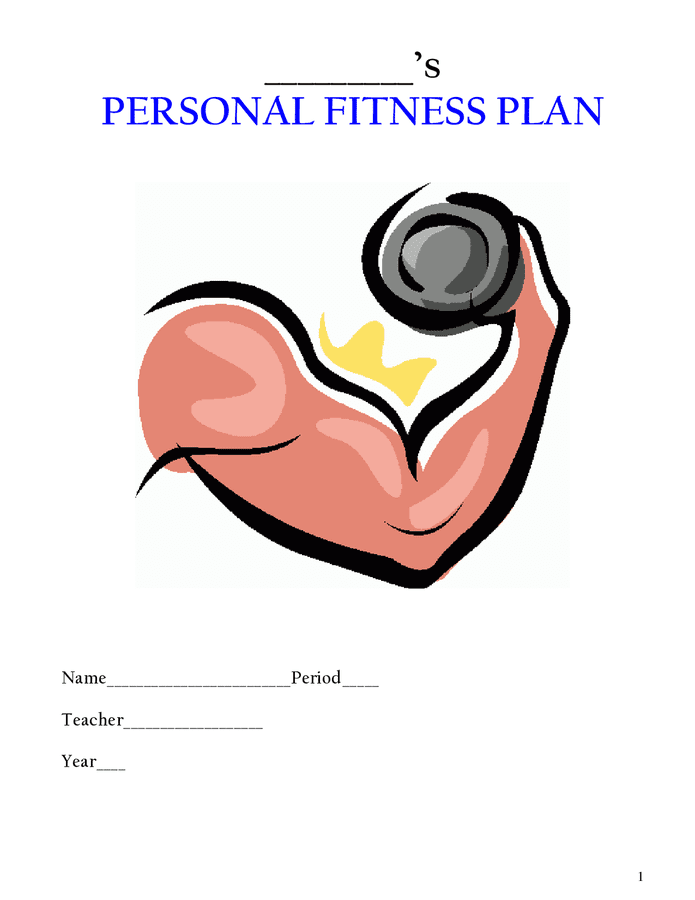 Personal fitness plan template in Word and Pdf formats