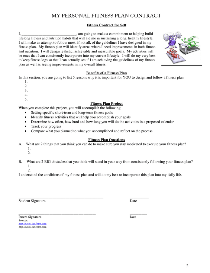 Personal fitness plan template in Word and Pdf formats - page 2 of 13