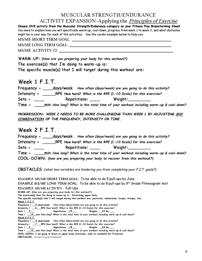 Personal Fitness Plan Template In Word And Pdf Formats Page 9 Of 13