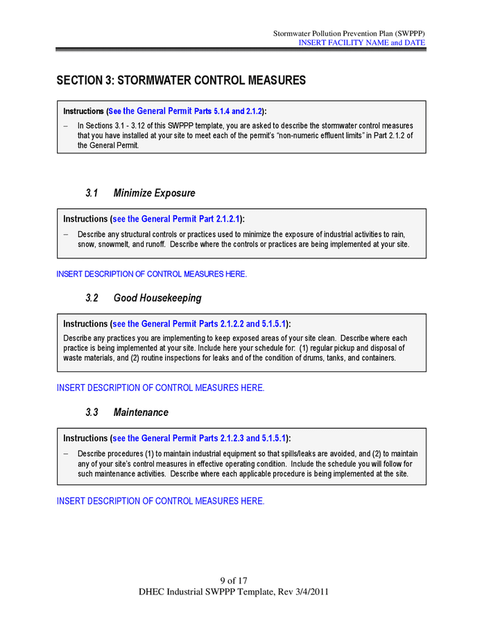 Stormwater pollution prevention plan (SWPPP) template in Word and Pdf