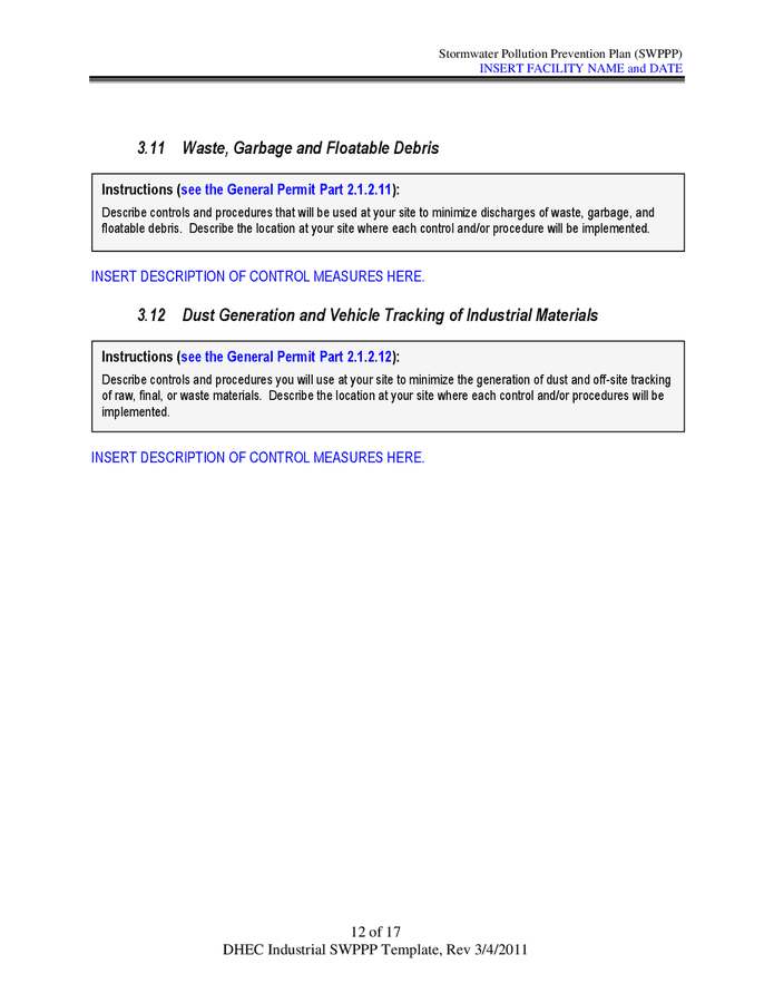 Stormwater Pollution Prevention Plan (SWPPP) Template In Word And Pdf ...