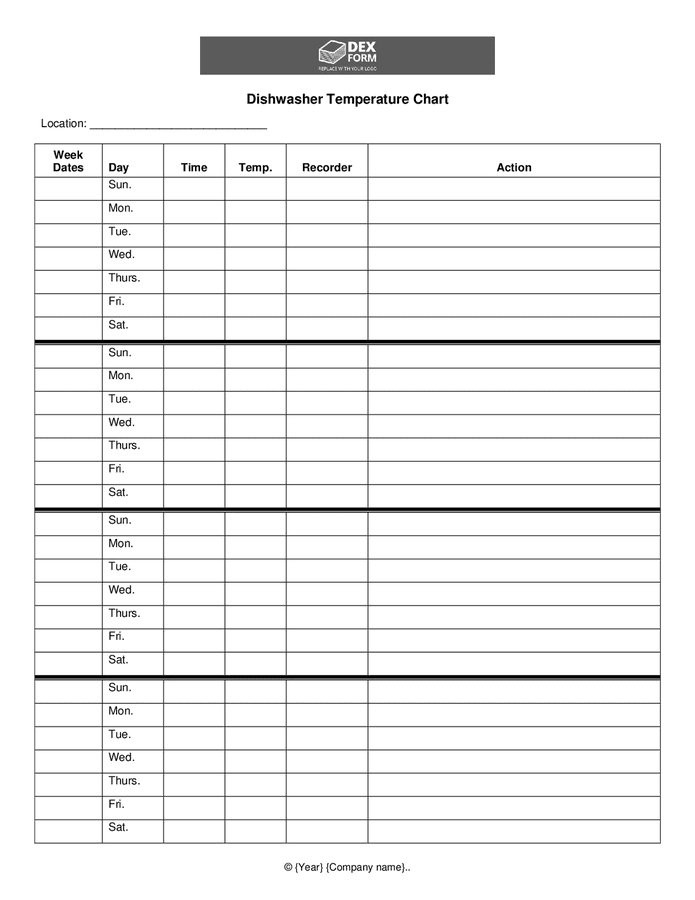 Refrigeration unit temperature chart in Word and Pdf formats - page 2 of 2