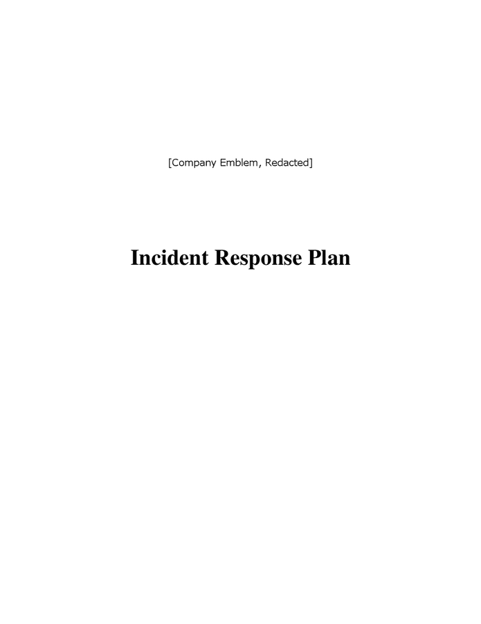 Incident response plan template in Word and Pdf formats