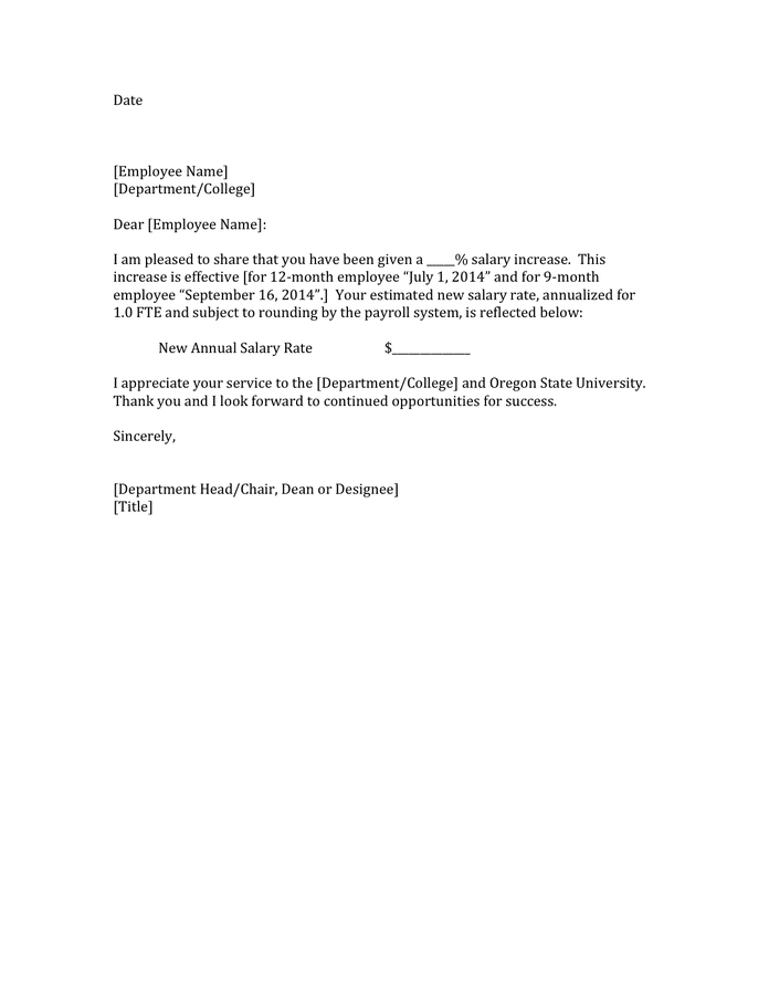 Salary Increase Model Letter In Word And Pdf Formats