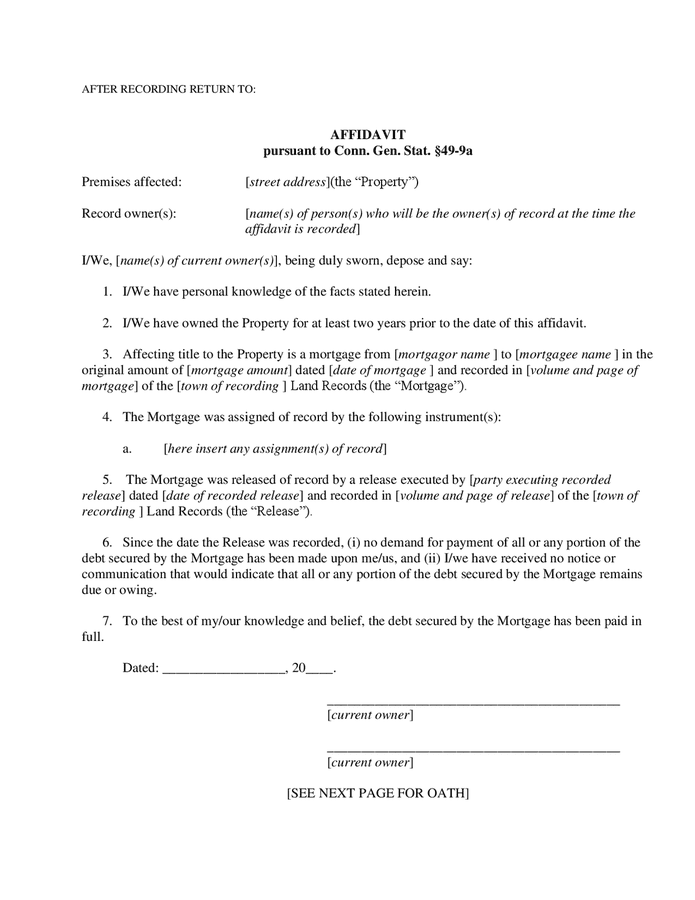 Affidavit template in Word and Pdf formats