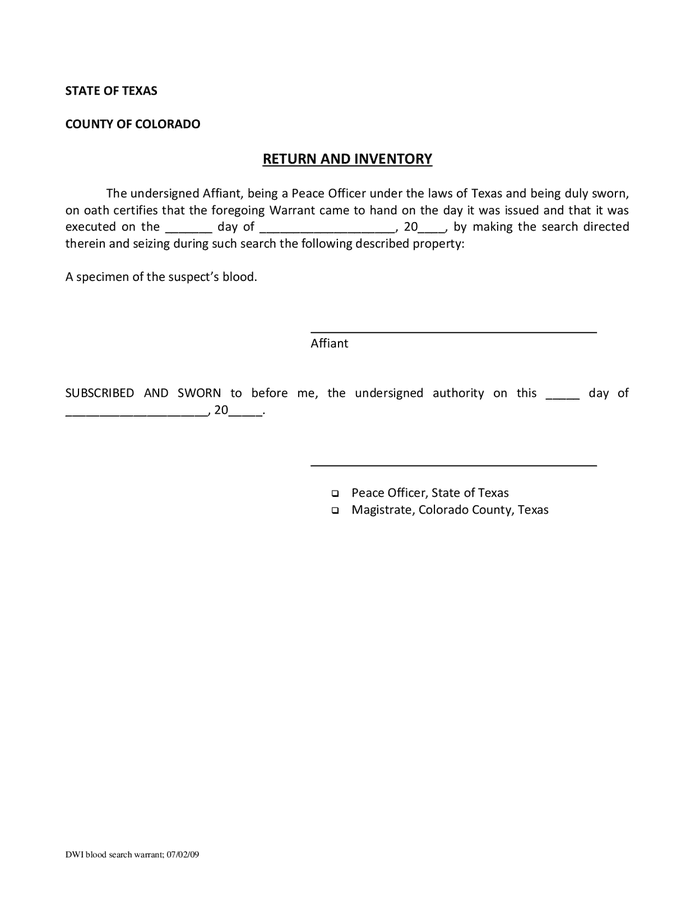 Affidavit for search warrant (Texas) in Word and Pdf formats - page 10 ...