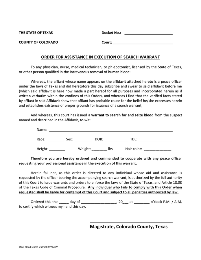 Affidavit For Search Warrant Texas In Word And Pdf Formats Page 8 Of 10