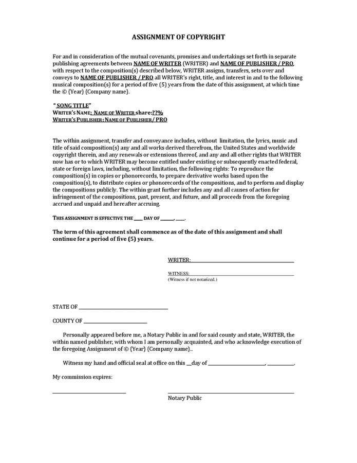 Single song contract template (Tennessee) in Word and Pdf formats