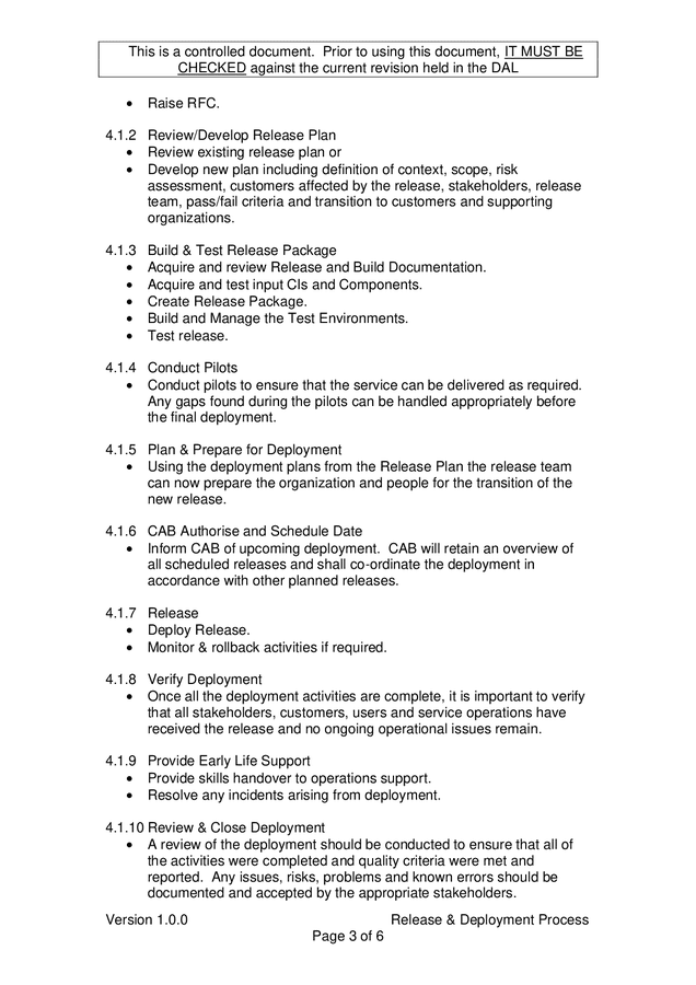 Release & deployment process sample in Word and Pdf formats - page 3 of 6