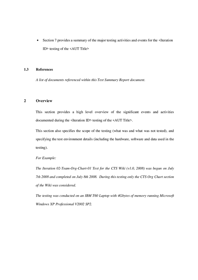 Agile test summary report template in Word and Pdf formats - page 5 of 9