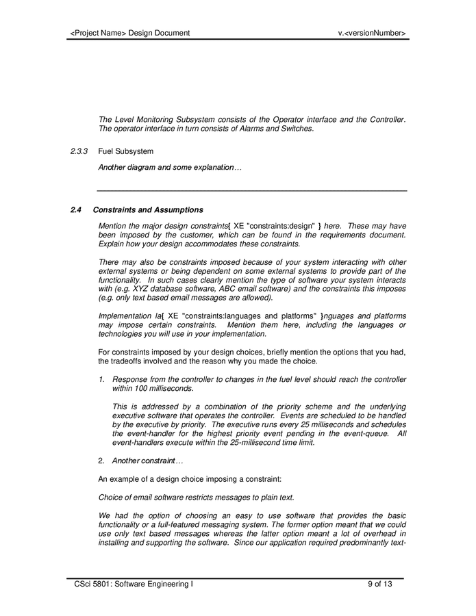 Project name design document in Word and Pdf formats - page 9 of 13