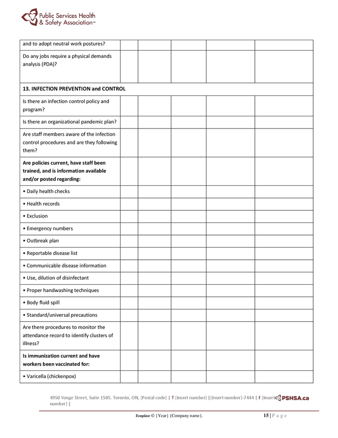 Company health and safety program template in Word and Pdf formats ...