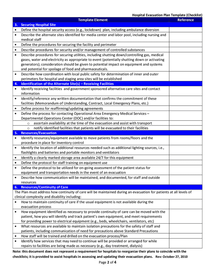 Hospital evacuation plan in Word and Pdf formats - page 2 of 5