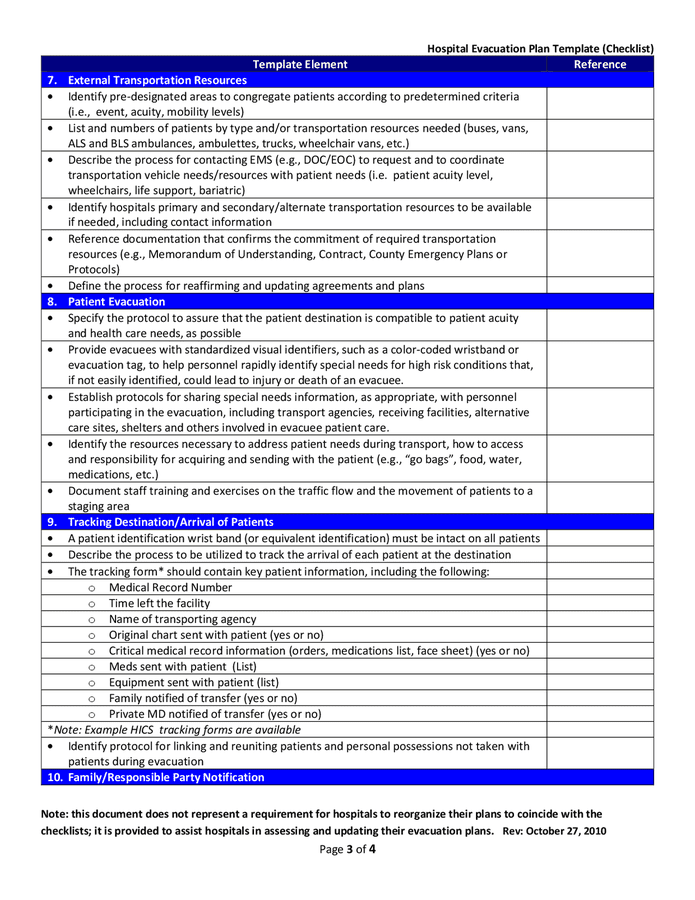 Hospital evacuation plan in Word and Pdf formats - page 3 of 5