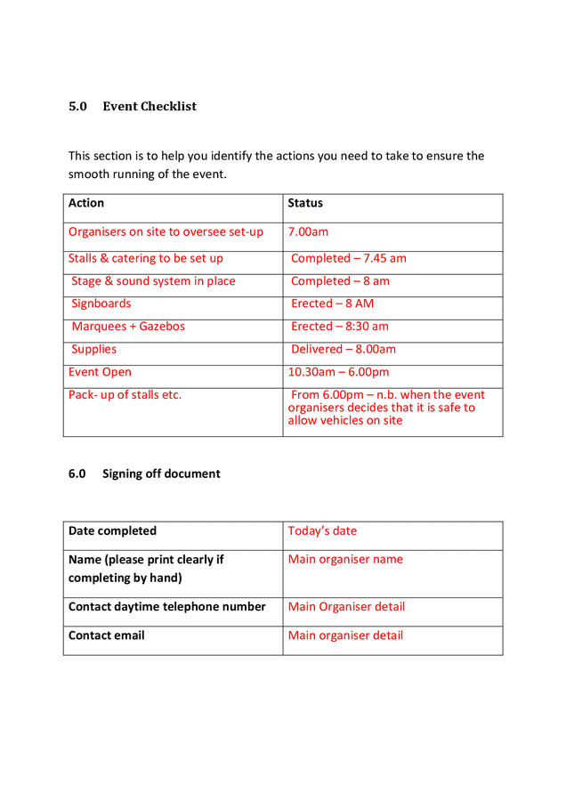 Event Management Plan Template In Word And Pdf Formats Page 4 Of 4 Event Management Plan Template In Word And Pdf Formats Page 4 Of 4