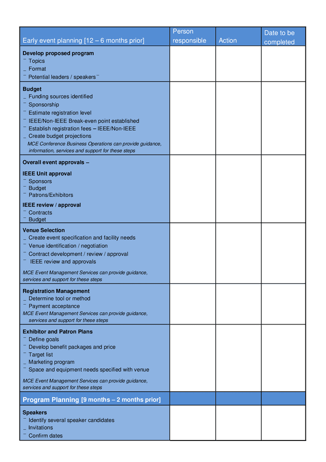 Simple event planning template in Word and Pdf formats - page 2 of 5