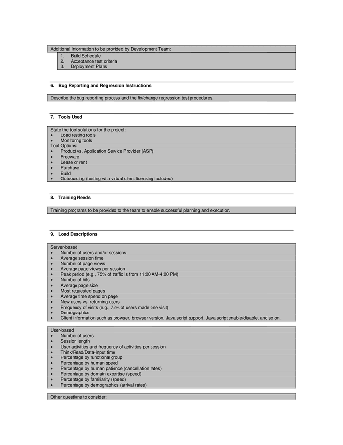 Load / performance test plan template in Word and Pdf formats page 5 of 8