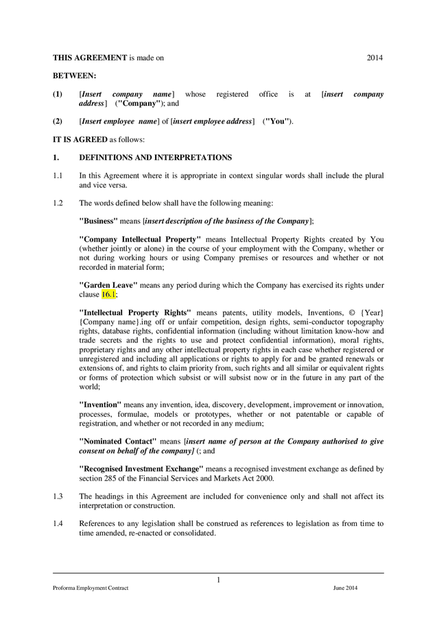 Contract Of Employment Template In Word And Pdf Formats Page 3 Of 15 1374