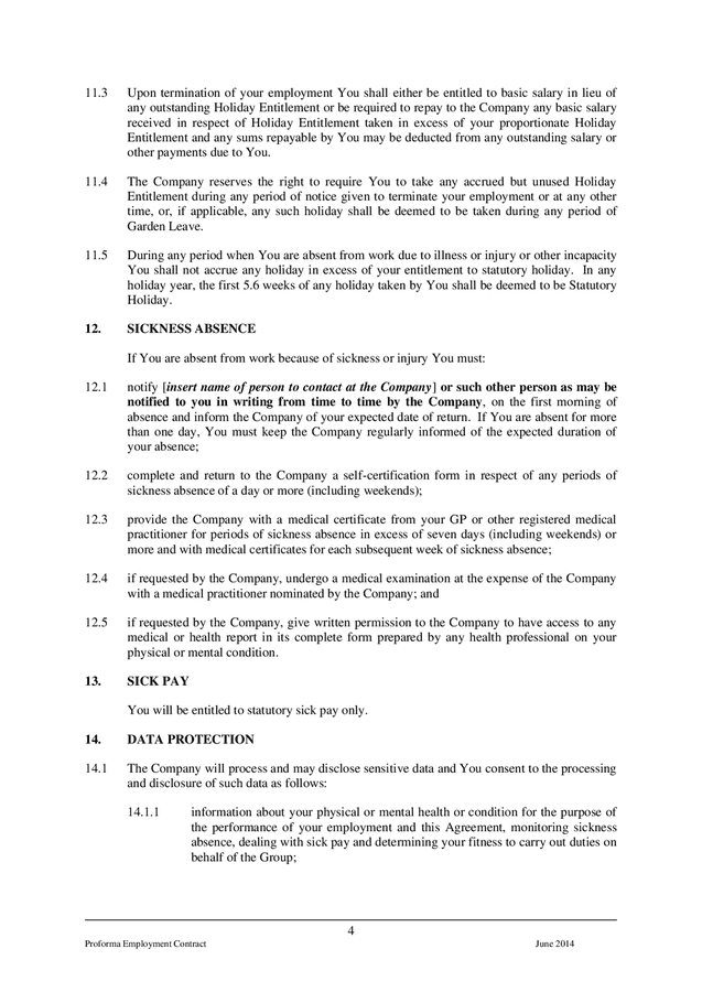 Contract of employment template in Word and Pdf formats - page 6 of 15