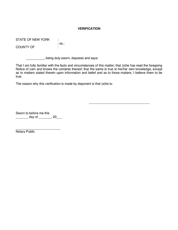 Notice of lien for unpaid common charges HOA (New York) in Word and Pdf ...