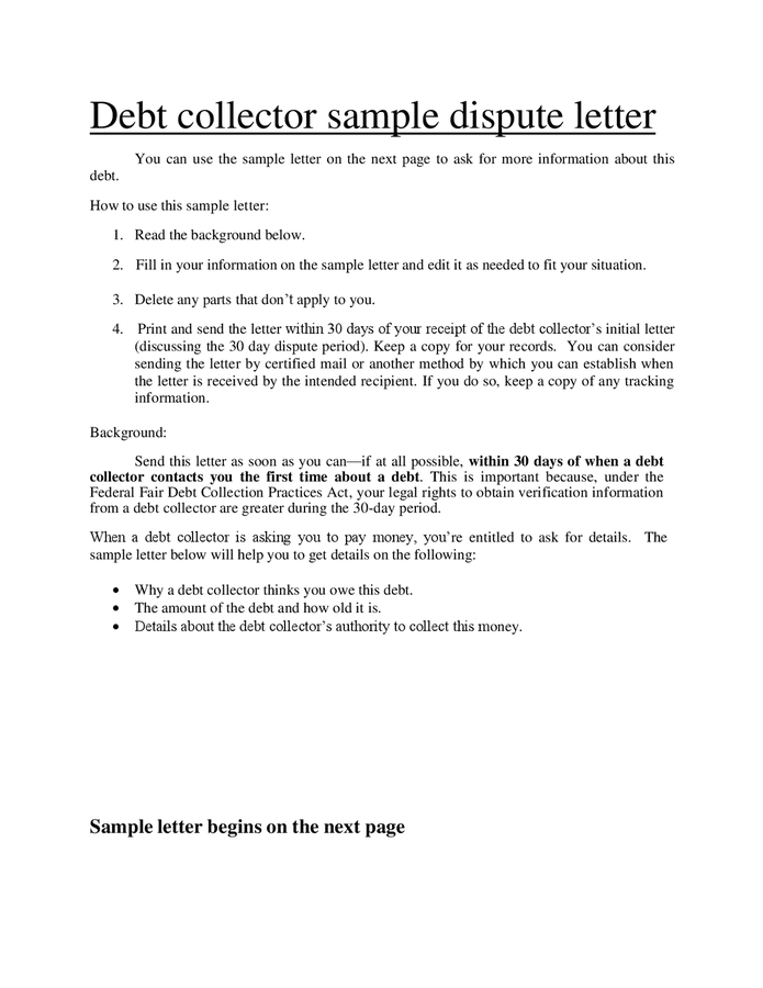 18+ Letter To Dispute Debt - LeoThurston