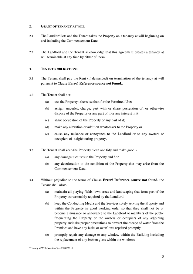 Tenancy at will model in Word and Pdf formats page 4 of 11 Tenancy at will model in Word and Pdf formats page 4 of 11